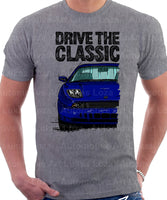 Drive The Classic Fiat Coupe Color Bumper Grille Version 2. T-shirt in Heather Grey Colour