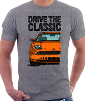 Drive The Classic Fiat Coupe Color Bumper Grille Version 2. T-shirt in Heather Grey Colour