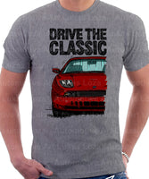 Drive The Classic Fiat Coupe Color Bumper Grille Version 2. T-shirt in Heather Grey Colour