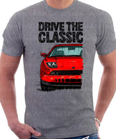 Drive The Classic Fiat Coupe Grille Version 1. T-shirt in Heather Grey Colour