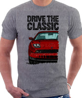 Drive The Classic Fiat Coupe Grille Version 1. T-shirt in Heather Grey Colour