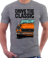 Drive The Classic MG Midget Facelift Model. T-shirt in Heather Grey Colour