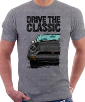 Drive The Classic MG Midget Rubber Bumper. T-shirt in Heather Grey Colour