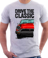 Drive The Classic MG Midget Rubber Bumper. T-shirt in White Colour