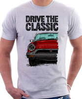 Drive The Classic MG Midget Rubber Bumper. T-shirt in White Colour