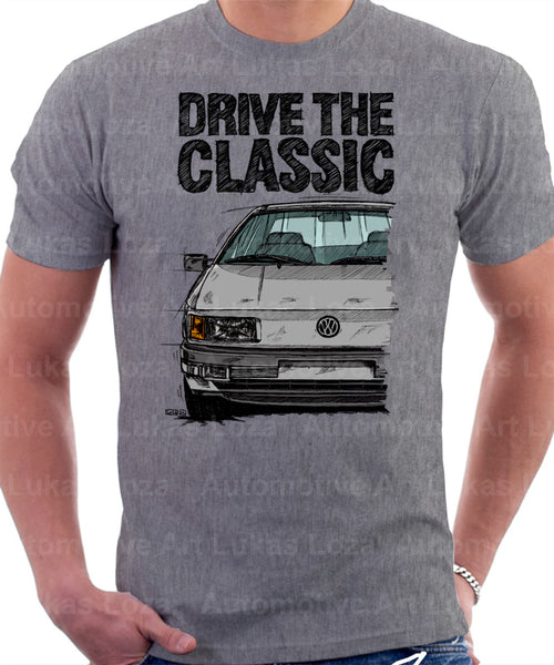 Drive The Classic Volkswagen Passat B3 Color Bumper Halogen. T-shirt in Heather Grey Colour