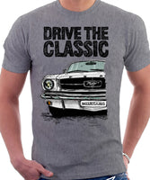 Drive The Classic Ford Mustang. T-shirt in Heather Grey Colour