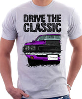 Drive The Classic Dodge Challenger 1970 Black Hood. T-shirt in White Colour