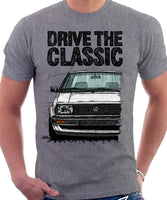 Drive The Classic VW Jetta Mk2 Early Model. T-shirt in Heather Grey Colour