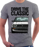 Drive The Classic VW Jetta Mk2 Early Model. T-shirt in Heather Grey Colour