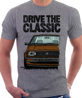 Drive The Classic VW Jetta Mk2 Early Model. T-shirt in Heather Grey Colour