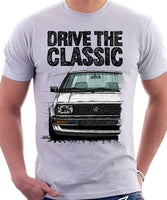 Drive The Classic VW Jetta Mk2 Early Model. T-shirt in White Colour