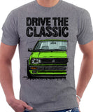 Drive The Classic VW Jetta Mk2 Late Model. T-shirt in Heather Grey Colour