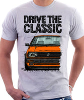 Drive The Classic VW Jetta Mk2 Late Model. T-shirt in White Colour