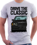 Drive The Classic Mercedes W124 Late Model Colour Bumper. T-shirt in White Colour