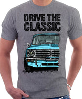 Drive The Classic Mini Clubman Chrome Grille. T-shirt in Heather Grey Colour