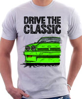 Drive The Classic Opel Manta B Round Lights. T-shirt in White Colour