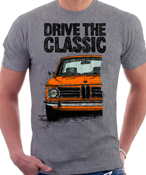 Drive The Classic BMW 2002. T-shirt in Heather Grey Colour