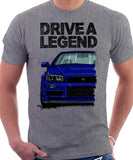 Drive A Legend Nissan Skyline R34. T-shirt in Heather Grey Colour