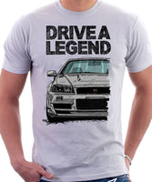 Drive A Legend Nissan Skyline R34. T-shirt in White Colour