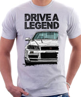 Drive A Legend Nissan Skyline R34. T-shirt in White Colour