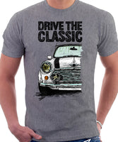 Drive The Classic Mini Cooper (Hood Stripes). T-shirt in Heather Grey Colour