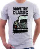 Drive The Classic Mini Cooper (Hood Stripes). T-shirt in White Colour