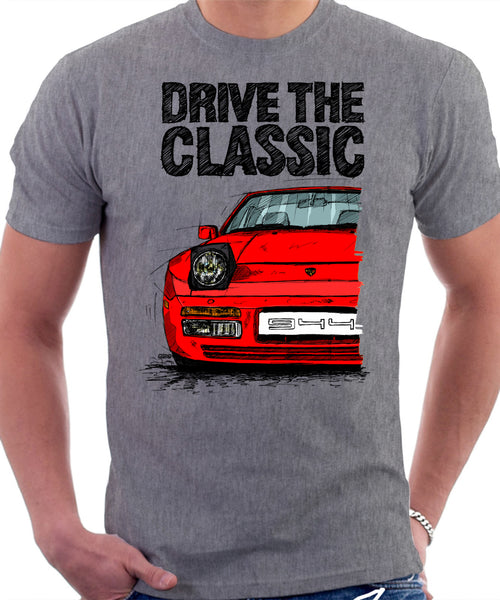 Drive The Classic Porsche 944 Late Model. T-shirt in Heather Grey Colour