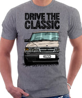 Drive The Classic Saab 900 Late Model. T-shirt in Heather Grey Colour