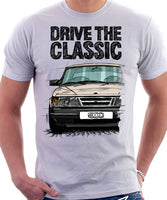 Drive The Classic Saab 900 Late Model. T-shirt in White Colour