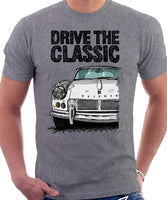 Drive The Classic Triumph Spitfire Mk1 Softtop. T-shirt in Heather Grey Colour