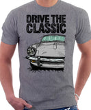 Drive The Classic Triumph Spitfire Mk3 Softtop. T-shirt in Heather Grey Colour