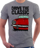 Drive The Classic Triumph Spitfire Mk3 Softtop. T-shirt in Heather Grey Colour