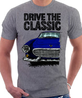 Drive The Classic Volvo P1800 Early Model. T-shirt in Heather Grey Colour