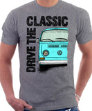 Drive The Classic VW T2 Baywindow Early Model . T-shirt in Heather Grey Colour