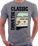 Drive The Classic VW T2 Baywindow Early Model . T-shirt in Heather Grey Colour