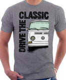 Drive The Classic VW T2 Baywindow Early Model . T-shirt in Heather Grey Colour