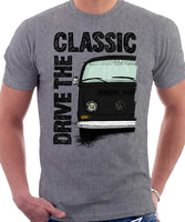 Drive The Classic VW T2 Baywindow Early Model . T-shirt in Heather Grey Colour