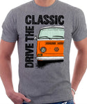 Drive The Classic VW T2 Baywindow Early Model . T-shirt in Heather Grey Colour