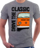 Drive The Classic VW T2 Baywindow Early Model . T-shirt in Heather Grey Colour