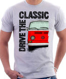 Drive The Classic VW T2 Baywindow Early Model . T-shirt in White Colour