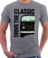 Drive The Classic VW T2 Baywindow Late Model . T-shirt in Heather Grey Colour