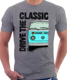 Drive The Classic VW T2 Baywindow Late Model . T-shirt in Heather Grey Colour