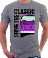 Drive The Classic VW T2 Baywindow Late Model . T-shirt in Heather Grey Colour