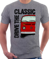 Drive The Classic VW T2 Baywindow Late Model . T-shirt in Heather Grey Colour