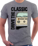 Drive The Classic VW T2 Baywindow Late Model . T-shirt in Heather Grey Colour