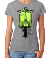 Ride The Classic Vespa. Women T-shirt in Heather Grey Colour