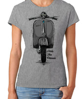 Ride The Classic Vespa. Women T-shirt in Heather Grey Colour