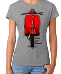 Ride The Classic Vespa. Women T-shirt in Heather Grey Colour