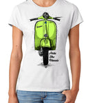 Ride The Classic Vespa. Women T-shirt in White Colour